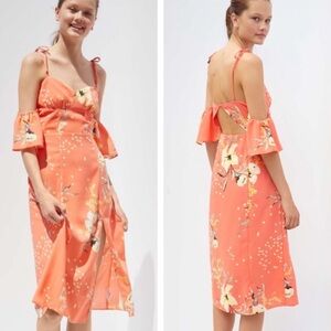 Urban Outfitters Boardwalk Off the Shoulder Midi Dress M Orange